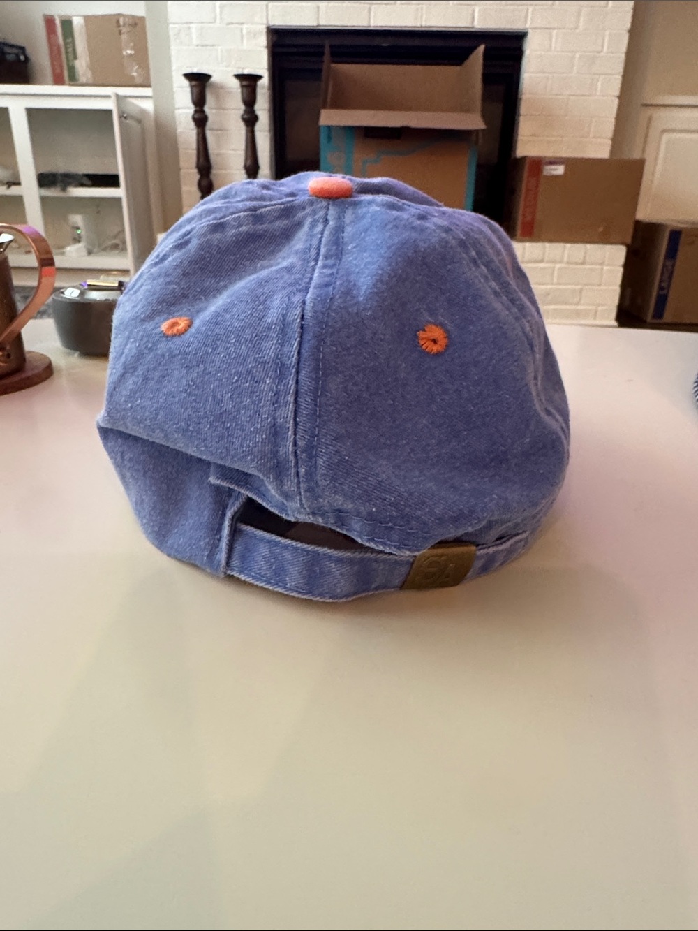 Lake Placid NY Embroidered Baseball Cap - Blue & Orange - Picture 4 of 7